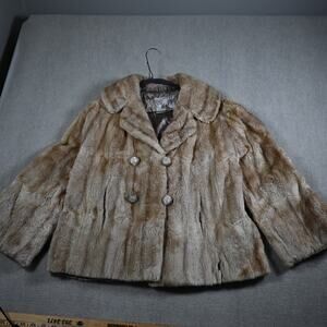 Vintage Motes Furs Memphis Real Fur Coat Women’s Beige Double Breasted Vintage
